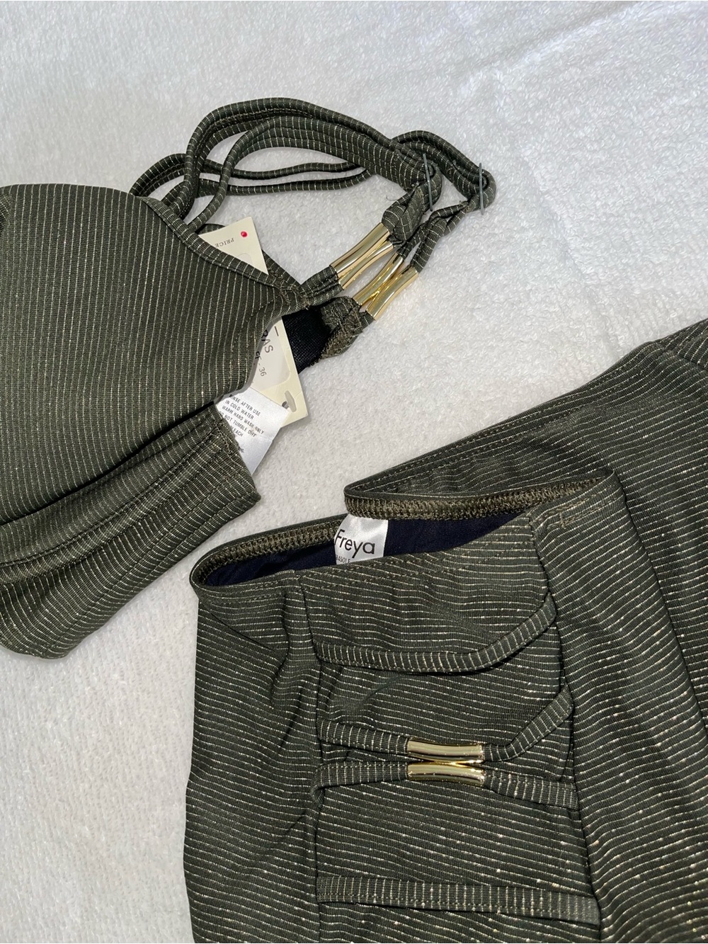 RARE Freya Olive Green & Gold Bikini Set w/ Gold Hardware - NWT - Picture 9 of 9
